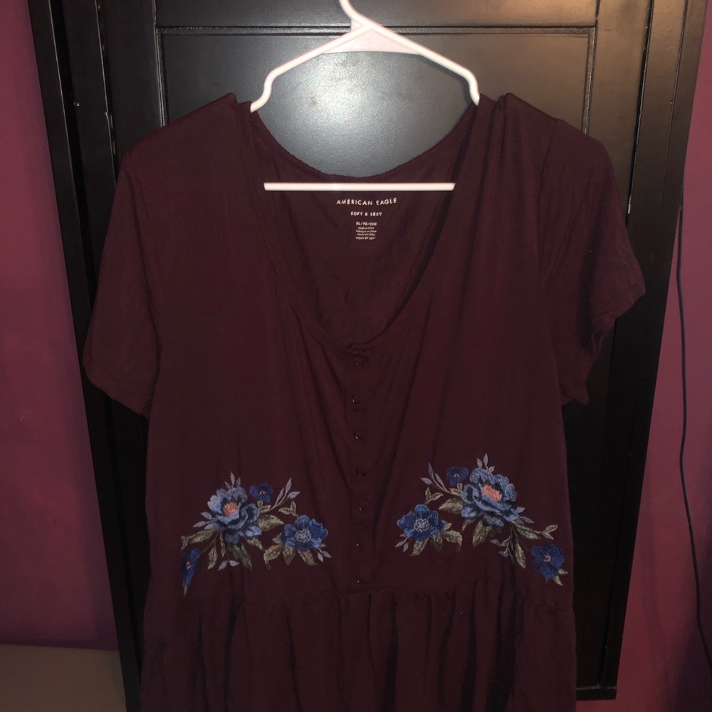 American Eagle ruffle/peplum Top